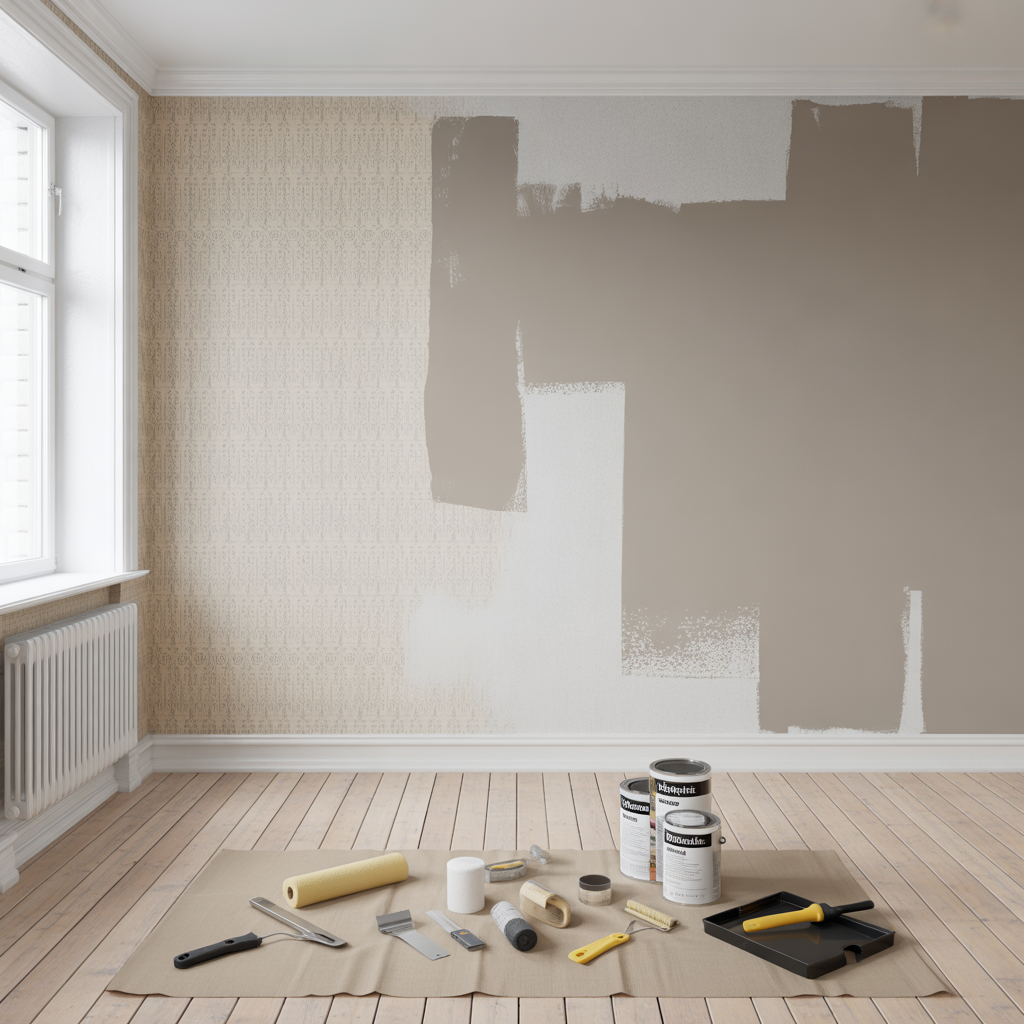 vaggmalning over tapet checklista for underarbete och farg