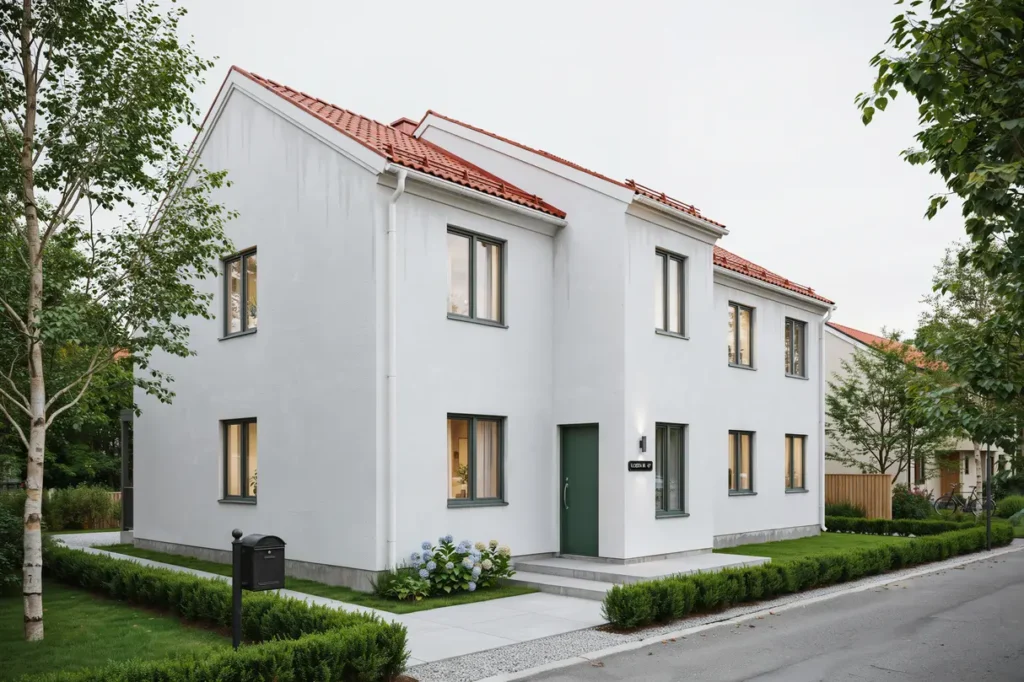 fasadm lning av putsad villa i flogsta uppsala